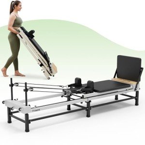 Foldable Pilates Reformer Machine with Adjustable Heights