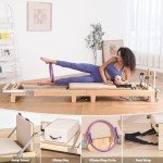 Foldable Oak Wood Pilates Reformer with Accessories