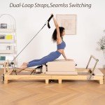 Foldable Oak Wood Pilates Reformer with Accessories