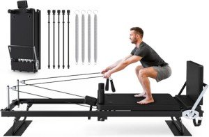 Foldable Pilates Reformer with Jump Board for Home