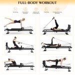 Foldable Pilates Reformer with Jump Board for Home