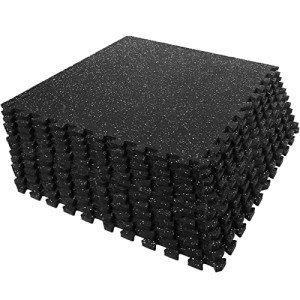 12 Pcs Rubber Top Interlocking Gym Floor Mats