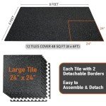 Heavy-Duty Interlocking Gym Floor Mats - 48 Sq Ft