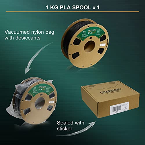 OVERTURE 1kg Silk PLA Filament 1.75mm Black