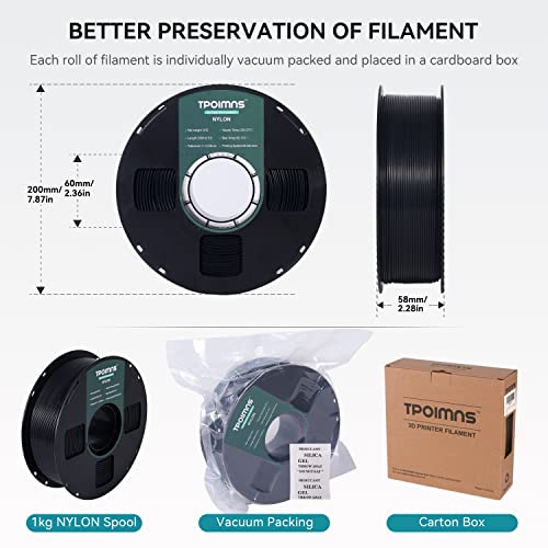 Nylon Filament 1.75mm - Black PA6 1kg Spool