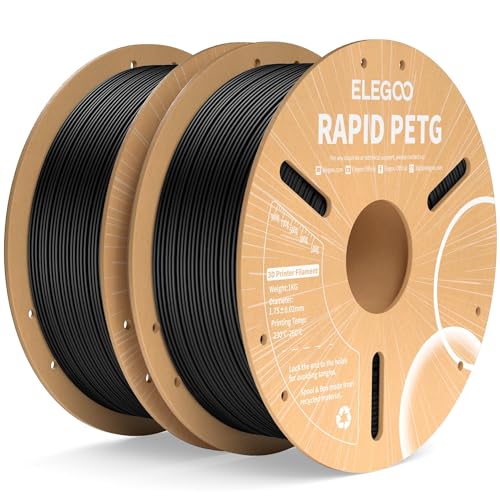 ELEGOO 1.75mm Black PETG Filament for 3D Printing