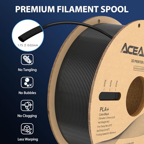Aceaddity PLA+ 1.75mm Black Filament, 1KG