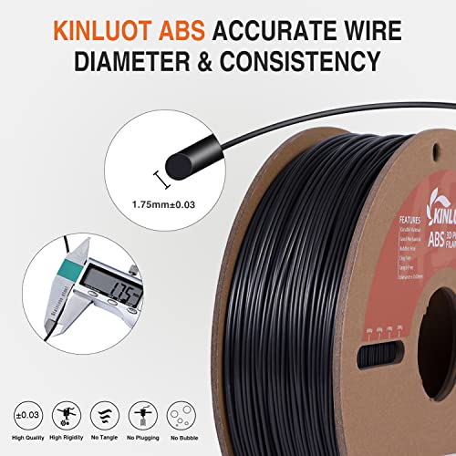 Black KINLUOT 1.75mm ABS 3D Printer Filament