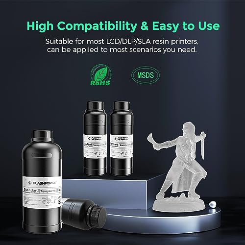 FlashForge Clear 3D Printer Resin 1000G 405nm