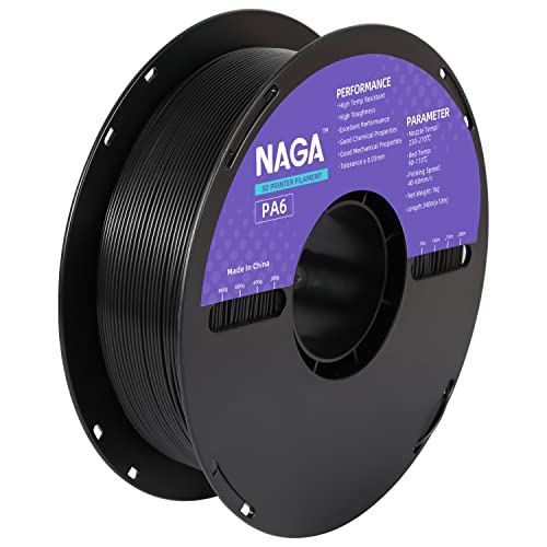NAGA PA6 Nylon 3D Printer Filament 1.75mm, Black