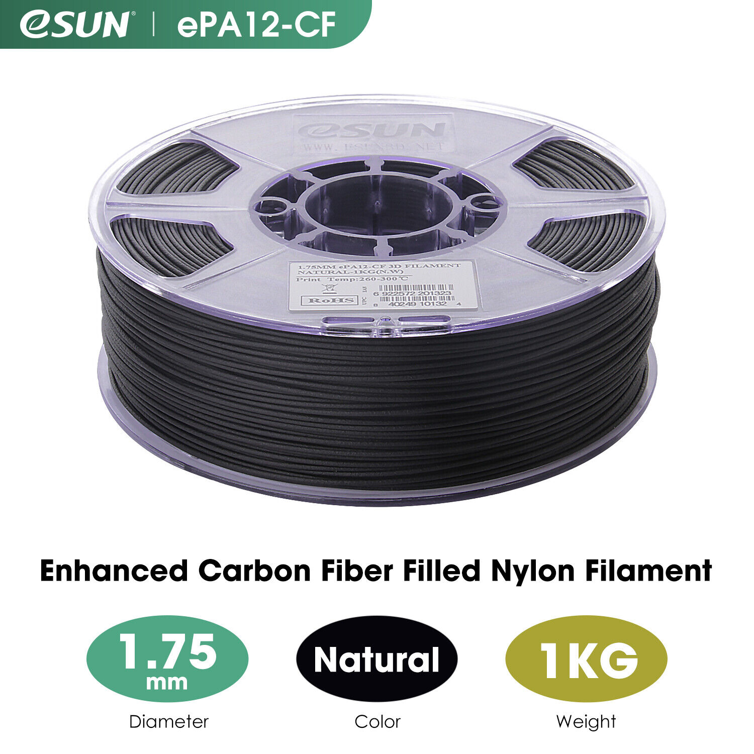 eSUN Carbon Fiber Nylon Filament PA12 for 3D Printers