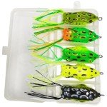 5-Pack Topwater Frog Lures with Bait Box