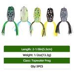 RUNCL Topwater Frog Lures - 5PCS Silicone Bass Bait