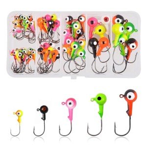 60pc Assorted Fishing Jig Heads with 3D Eyes