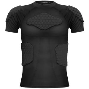 Zicac Men's Sports Shock Rash Guard Compression Padded Shirt Soccer Basketball Protective Gear Chest Rib Guards