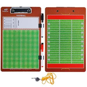 Coaches Dry Erase Clipboard – Double Sided Lineup Coach Whiteboard Bundled with Whistle and Dry Erase Markers – Coaching Equipment Playbook Board Gear - Great Tools for Coaching Tactics (Football)