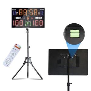 Ousmile Basketball Scoreboard with Stand, 12/14/24/30S Shot Clock Digital Scoreboard with Remote, Portable Battery Powered Electronic Scoreboard, Countdown Timer Clock Score Keeper for Multi-Sport