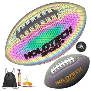 KPASON Football Holographic Glowing Football Ball Youth Size 6 - Special Football Gift for Teens, Youth