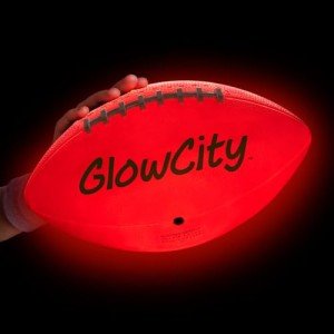 GlowCity Glow in The Dark Football - Light Up, Youth Size Footballs for Kids - LED Lights and Pre-Installed Batteries Included