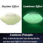 KRTOYUST® Football,Holographic Reflective Glow in The Dark Footballs with Pump for Kids Youth and Adults Gifts - Official Size Synthetic Leather Outdoor Light Up Footballs (Luminous, Size.9)