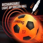 HuanKeng Rechargeable Glow in The Dark Soccer Ball Birthday Gifts for 6 7 8 9 10 11 12 13 14 15 Year Old Boys, NO.5 Sports Outdoor Light Up Soccer Ball Games Stuff for Teen Kids Boy Toys Ages 6-15
