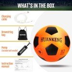 HuanKeng Rechargeable Glow in The Dark Soccer Ball Birthday Gifts for 6 7 8 9 10 11 12 13 14 15 Year Old Boys, NO.5 Sports Outdoor Light Up Soccer Ball Games Stuff for Teen Kids Boy Toys Ages 6-15
