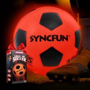 SYNCFUN Glow in The Dark Soccer Ball for Boys, Light Up Soccer Night Soccer Ball Games, Red Glowing Ball, Soccer Ball Accessories Gifts for Teen Boy Toys Ages 3 Old and Up