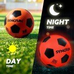 SYNCFUN Glow in The Dark Soccer Ball for Boys, Light Up Soccer Night Soccer Ball Games, Red Glowing Ball, Soccer Ball Accessories Gifts for Teen Boy Toys Ages 3 Old and Up