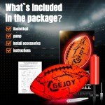 Gejoy Glow in The Dark Ball LED Light up Basketball Football Volleyball Official Size Ideal Gift for Christmas Adult Man Teenage Outdoor Sport Birthday Accessories Stuff