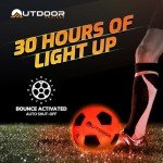 Outdoor Cruiser Light Up Soccer Ball - Waterproof Rubber Construction, Glow in the Dark, Glows Up to 30 Hours with Tap Activation, Complete Set with Pump & Spare Batteries, Official Size 5, Ages 8-15