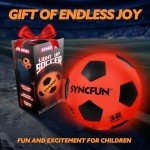 SYNCFUN Glow in The Dark Soccer Ball for Boys, Light Up Soccer Night Soccer Ball Games, Red Glowing Ball, Soccer Ball Accessories Gifts for Teen Boy Toys Ages 3 Old and Up