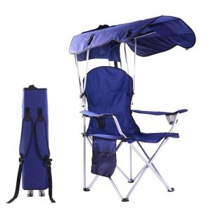 EZONE Folding Canopy Camp Chair for Outdoors Shade Canopy Portable Chair Camping, Tailgates, Beach, Pool, Lawn Chair Sunshade Travel Chair Folding Camping Chair (Upgraded - Navy)