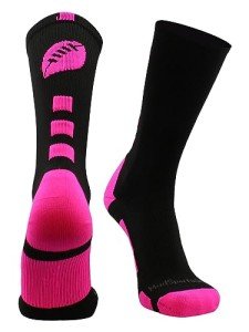 MadSportsStuff Black & Neon Pink Football Crew Socks