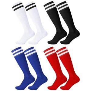 Kids' Breathable Football & Soccer Socks - 4 Pairs