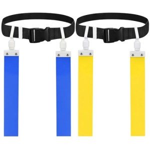 DkOvn Flag Football Belt, 2/4/10/14pcs Adjustable Flag Football Belt with Belt and Flags, for Kids, Youths, Adults(2pcs, 1 Blue+1 Yellow)