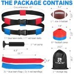 Flag Football Set, 14 Player Adjustable Flag Football Belts, 42 Football Flags, 8 Practice Cones, Size 3 Football, Pump and Bag, Perfect for Youth Adults and Children To Capture The Flag