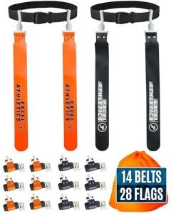 Excel Athletics Adjustable Flag Football Set Youth, Kids & Adult with 14 Belts & 28 Flags