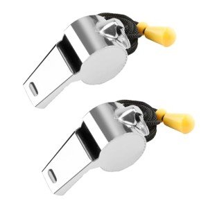 Bsofing 2 Pack Whistle, Coaches Whistle with Lanyard, Whistle for Coaches, Whistle for Teachers, Stainless Steel Sports Whistles, Loud Crisp Sound Whistles Great for Coaches, Referees, and Officials