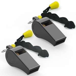 WONAPAD Whistle,2 Packs Plastic Sports Whistles with Lanyard, Loud Crisp Sound Whistle Great for Coaches, Referees,Teachers and Officials (2PCS)