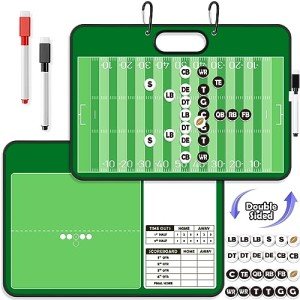Torlam Magnetic Football Coach Board Dry Erase Football Clipboard for Coach, Whiteboard Clipboard Football Coaching Accessories Training Gear Equipment Kit with 24 Magnets