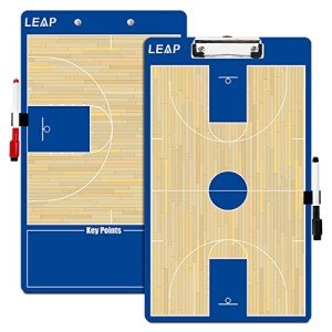LEAP Coach Board Basketball Clipboard Double Sided Design Premium Dry Erase Clipboard with Dry Erase Marker Pen and Pen Holder for Soccer, Ice Hockey, Baseball, Football