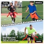 Flag Football Set, 14 Player Adjustable Pop Flag Football Belts with 42 Flags, 6 Cones, Size 3 Football, Penalty Flag, Pump and Carry Bag, Outdoor Games Sport Training Kit for Youth Adult