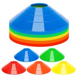 25 Pcs Pro Disc Cones - Training Cones Agility Soccer Cones with Carry Bag for Training, Soccer, Football, Basketball,Kids and Other Sports and Games(5 Colors)