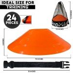 24 Pcs Soccer Cones for Training - with Mesh Bag & Strap - Flexible & Heavy Duty - Best for Football, Basketball & Running Drills - Premium Quality Soccer Training Cones Sports