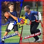 Flag Football Set - 14 Football Belts, 42 Football Flags, 5 Cones, 1 Bag - Indoor Outdoor Football Games Kit for Kids, Youth, and Adults