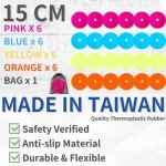 LEZER 6 Inch Flat Cones, Spot Markers, Soccer Cones, Field Court Markers, Sit Spots, Flat Discs, Soccer Training Equipment, Agility Practice, Football, Made in Taiwan, Set of 24