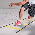 Yes4All Ultimate Combo Agility Ladder Training (Yellow) Set – Speed Agility Ladder Yellow 12 Adjustable Rungs, 12 Agility Cones & 4 Steel Stakes - Included Carry Bag