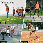 Yes4All Ultimate Combo Agility Ladder Training (Yellow) Set – Speed Agility Ladder Yellow 12 Adjustable Rungs, 12 Agility Cones & 4 Steel Stakes - Included Carry Bag