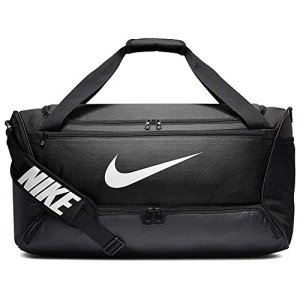 Nike Brasilia Training Medium Duffle Bag, Durable for Women & Men with Adjustable Strap, Black/Black/White
