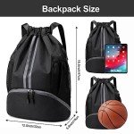 Hoedia Sports Drawstring Backpack - String Swim Gym Bag with Shoes Compartment and Wet Proof Pocket for Women&Men